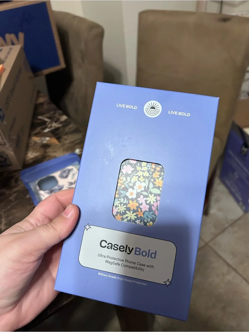 iPhone 14 Plus Casely Floral Pattern Case - Navy Blue with Multicolor